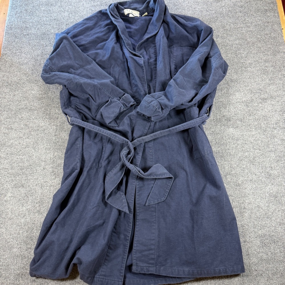 Vintage L.L. Bean Navy Blue Cotton Robe Size XL Tall grandpacore